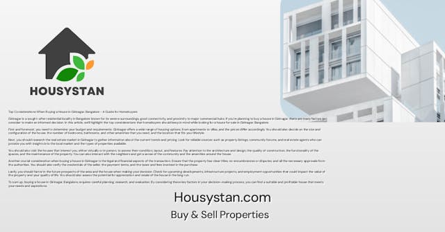 Top Considerations When Buying a House in Girinagar, Bangalore - A Guide for Homebuyers