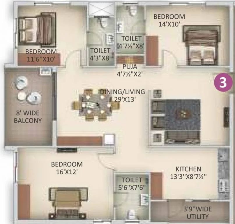 Floor plan for Anuhar Art Of Living