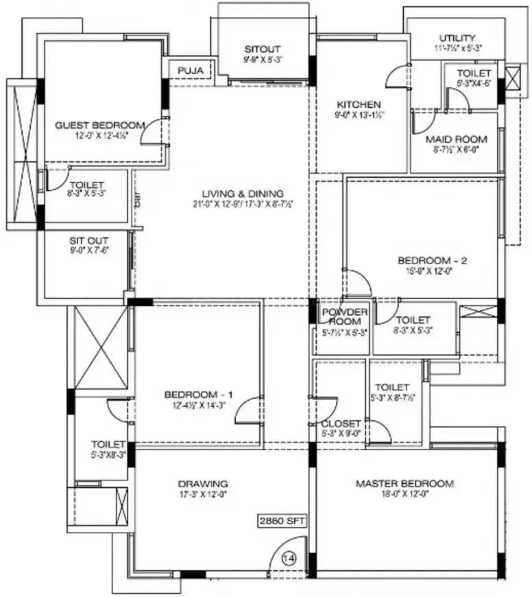 Floor plan for Manbhum Around the Grove