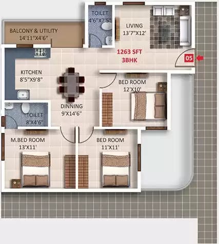Floor plan for Saritha Fortune