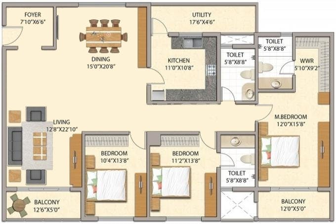Floor plan for Adarsh Premia