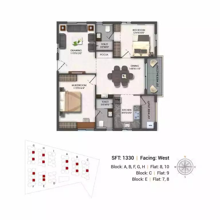 Floor plan for Aspire Spaces Ameya