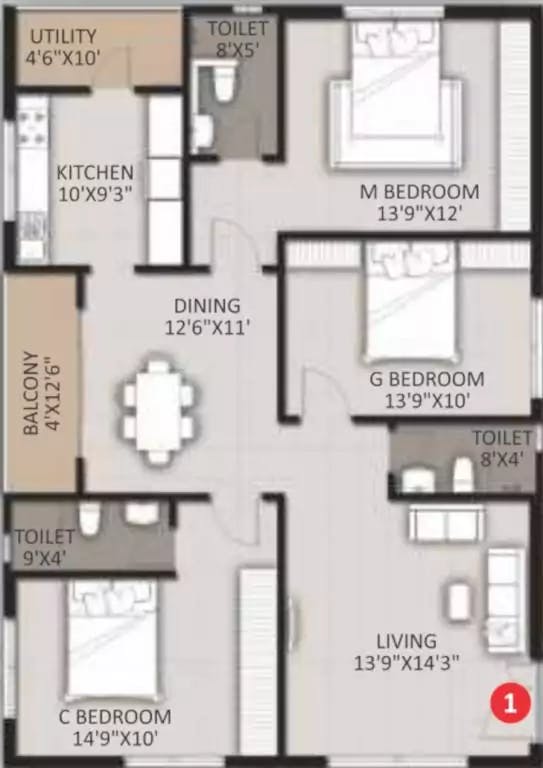 Floor plan for AVL Ramya Residency