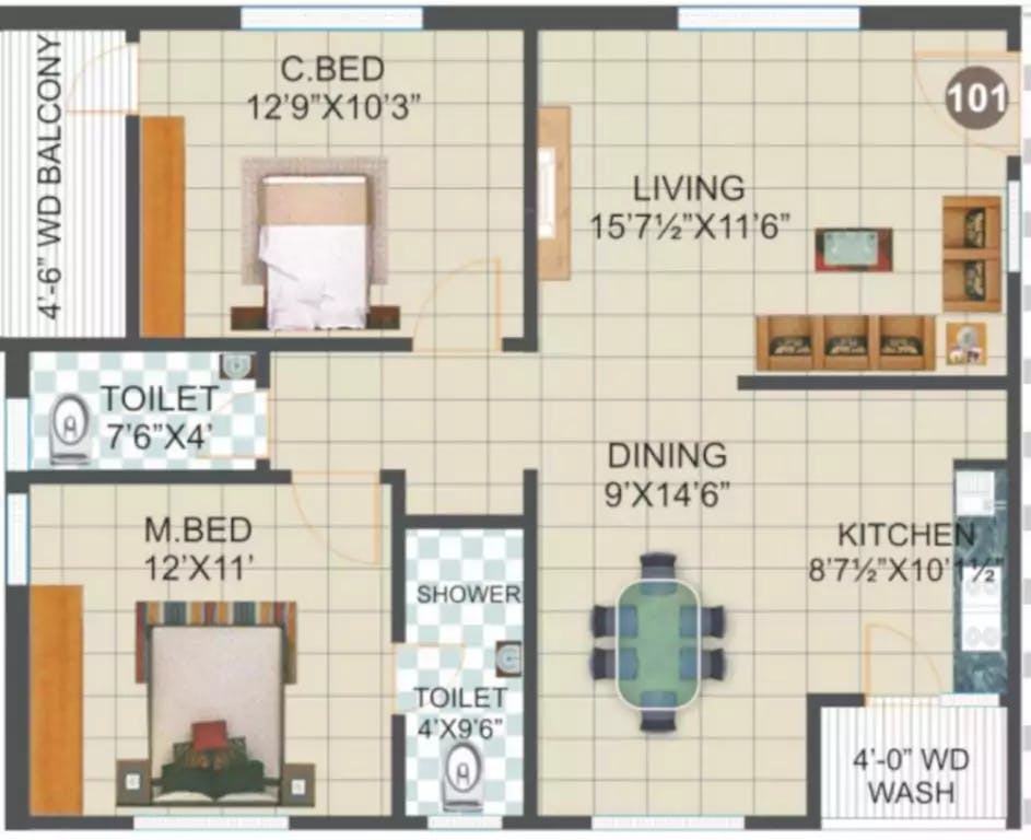 Floor plan for Srita Splendor