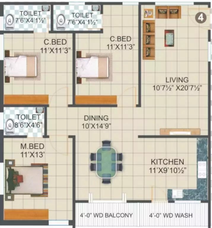 Floor plan for Srita Splendor