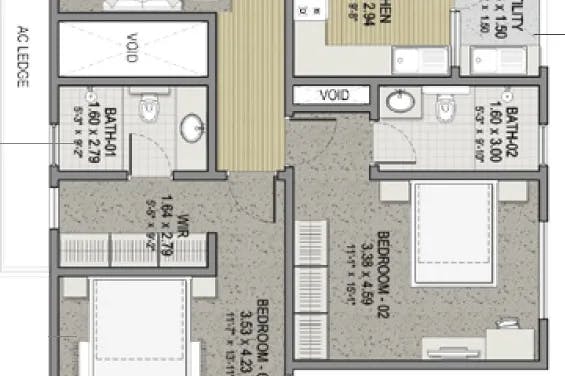 Floor plan for Sobha HRC Pristine